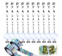DragonX2 10 Pezzi di Campanelli A Vento Catarifrangenti per Uccelli, Nastro Repellente per Uccelli da 2,4 Cm×100 M, per Proteggere I Giardini E Le Piante da Frutta