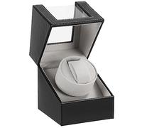 DRAIGERWAY Automatische Uhrenbeweger Box Single Uhrenbeweger PU Leder Uhrengehäuse mit leisem Motor Batteriebetrieb Oder Netzteil für Automatikuhren, Nero 125b-dgw, Classico