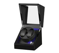 DRAIGERWAY Scatola Carica Orologi Automatische Uhrenbeweger Box PU Leder Uhrengehäuse mit leisem Motor Batteriebetrieb oder Netzteil für Automatikuhren (Schwarz Klavierlacken Upgrade-DGW)