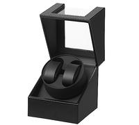 DRAIGERWAY Scatola Carica Orologio Automatische Uhrenbeweger Box PU Leder Uhrengehäuse mit leisem Motor Batteriebetrieb oder Netzteil für Automatikuhren (Schwarz PU-DGW)