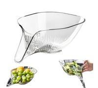 Drain Basket Plastic Container Rice Strainer Fruit Basket Kitchen Pp,Multi-functional Drain Basket,Drain Basket Funnel for Kitchen Sink,Drainage Basket Funnel,For Washing Vegetable Fruit Salad (A)