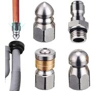 Drain Jetter Nozzle - 4 pezzi Pressure Washer Stainless Steel Tip, High Water Cleaner Tool, Industrial Pipe Cleaner Nozzle | Wear Resistant for Sewer Line Drainage Problems Clearing