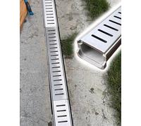 Drainage Channels And Grating, Drain Guards Outdoor Floor Channel Drain with Stainless Steel Grate, 60cm Length Garden Farm Yard Channel Drainage Cover(60x10x10cm/23.6x3.9x3.9in)