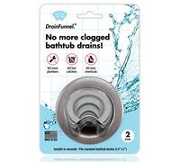 DrainFunnel Imbuto di scarico per vasca da bagno per la prevenzione dell'intasamento dei capelli, confezione da 2 pezzi, 3,3-4,3 cm, colore: grigio