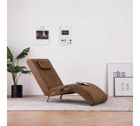 Drainlyn Chaise Longue Massaggiante con Cuscino Marrone Effetto Pelle Scamosciata Lettino Ergonomico Imbottito con Funzione Riscaldante e 5 Modalità di Massaggio Telaio in Acciaio Zincato 144x59x79cm