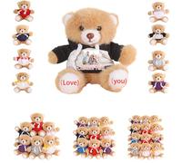 DRAJOIN 6 a 18 Pezzi Orsetti Personalizzati in Blocco Con Foto Testo, Small Teddy Bears Bulk Peluche Personalizzati Per Regali di San Valentino o Per Team a Natale, 12cm