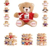 DRAJOIN 6 a 18 Pezzi Orsetti Personalizzati in Blocco Con Foto Testo, Small Teddy Bears Bulk Peluche Personalizzati Per Regali di San Valentino o Per Team a Natale, 12cm
