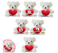 DRAJOIN 6 Pezzi di Orsacchiotti di Peluche Personalizzati da 20cm con Cuore, Orsacchiotti Peluche Personalizzati con Foto e Testo come Regali per San Valentino, Regalo Classe