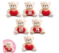 DRAJOIN 6 Pezzi di Orsacchiotti di Peluche Personalizzati da 20cm con Cuore, Orsacchiotti Peluche Personalizzati con Foto e Testo come Regali per San Valentino, Regalo Classe