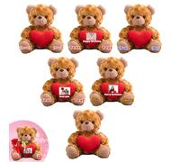 DRAJOIN 6 Pezzi di Orsacchiotti di Peluche Personalizzati da 20cm con Cuore, Orsacchiotti Peluche Personalizzati con Foto e Testo come Regali per San Valentino, Regalo Classe