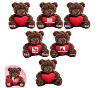 DRAJOIN 6 Pezzi di Orsacchiotti di Peluche Personalizzati da 20cm con Cuore, Orsacchiotti Peluche Personalizzati con Foto e Testo come Regali per San Valentino, Regalo Classe