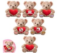 DRAJOIN 6 Pezzi di Orsacchiotti di Peluche Personalizzati da 20cm con Cuore, Orsacchiotti Peluche Personalizzati con Foto e Testo come Regali per San Valentino, Regalo Classe