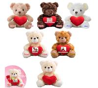 DRAJOIN 6 Pezzi di Orsacchiotti di Peluche Personalizzati da 25cm con Cuore, Orsacchiotti Peluche Personalizzati con Foto e Testo come Regali per San Valentino, Regalo Classe