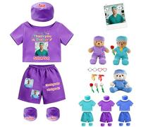 DRAJOIN Abito Personalizzato Orso Peluche Medico 4 Pezzi Con Maglia Pantaloni Cappello E Copripiedi, Adatto Per Animali Di Peluche 20-40cm Con Foto Nome Personale Sanitario E Giochi Di Ruolo Bambini