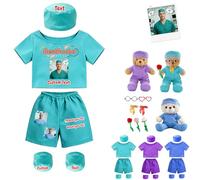 DRAJOIN Abito Personalizzato Orso Peluche Medico 4 Pezzi Con Maglia Pantaloni Cappello E Copripiedi, Adatto Per Animali Di Peluche 20-40cm Con Foto Nome Personale Sanitario E Giochi Di Ruolo Bambini