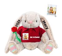 DRAJOIN Animale di Peluche Coniglietto Pasquale Personalizzato, Peluche Coniglietto Pasquale Personalizzato con Foto Testo come Regali Personalizzati Peluche Coniglio per Ragazze Bambini Adulti, 22 cm