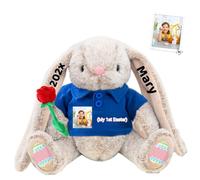 DRAJOIN Animale di Peluche Coniglietto Pasquale Personalizzato, Peluche Coniglietto Pasquale Personalizzato con Foto Testo come Regali Personalizzati Peluche Coniglio per Ragazze Bambini Adulti, 22 cm