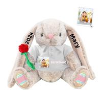 DRAJOIN Animale di Peluche Coniglietto Pasquale Personalizzato, Peluche Coniglietto Pasquale Personalizzato con Foto Testo come Regali Personalizzati Peluche Coniglio per Ragazze Bambini Adulti, 22 cm