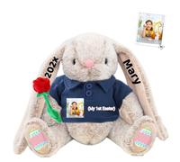 DRAJOIN Animale di Peluche Coniglietto Pasquale Personalizzato, Peluche Coniglietto Pasquale Personalizzato con Foto Testo come Regali Personalizzati Peluche Coniglio per Ragazze Bambini Adulti, 22 cm