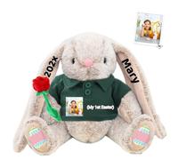 DRAJOIN Animale di Peluche Coniglietto Pasquale Personalizzato, Peluche Coniglietto Pasquale Personalizzato con Foto Testo come Regali Personalizzati Peluche Coniglio per Ragazze Bambini Adulti, 22 cm
