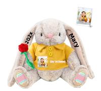 DRAJOIN Animale di Peluche Coniglietto Pasquale Personalizzato, Peluche Coniglietto Pasquale Personalizzato con Foto Testo come Regali Personalizzati Peluche Coniglio per Ragazze Bambini Adulti, 22 cm