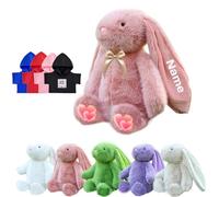 DRAJOIN Animale di Peluche Coniglietto Personalizzato, Custom Stuffed Bunny Plush con Foto Testo come Regalo Personalizzato Plushie Coniglio per Bambini Ragazze, Bambini Primo Regalo di Pasqua, 25 cm