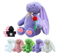 DRAJOIN Animale di Peluche Coniglietto Personalizzato, Custom Stuffed Bunny Plush con Foto Testo come Regalo Personalizzato Plushie Coniglio per Bambini Ragazze, Bambini Primo Regalo di Pasqua, 30 cm