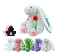 DRAJOIN Animale di Peluche Coniglietto Personalizzato, Custom Stuffed Bunny Plush con Foto Testo come Regalo Personalizzato Plushie Coniglio per Bambini Ragazze, Bambini Primo Regalo di Pasqua, 30 cm
