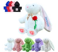 DRAJOIN Animale di Peluche Coniglietto Personalizzato, Custom Stuffed Bunny Plush con Foto Testo come Regalo Personalizzato Plushie Coniglio per Bambini Ragazze, Bambini Primo Regalo di Pasqua, 30 cm