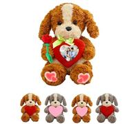 DRAJOIN Cane Di Peluche Personalizzato Con Cuore, Peluche Cane Custom Con Testo E Immagine Per Compleanno E San Valentino, 20cm