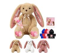 DRAJOIN Coniglietto di Peluche Personalizzato, Personalized Stuffed Bunny Rabbit con Foto Testo come Regalo Personalizzato Coniglio Peluche per Bambini Adulti Primo Regalo di Pasqua, 30 cm