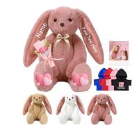 DRAJOIN Coniglietto di Peluche Personalizzato, Personalized Stuffed Bunny Rabbit con Foto Testo come Regalo Personalizzato Coniglio Peluche per Bambini Adulti Primo Regalo di Pasqua, 25 cm