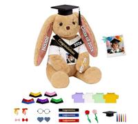 DRAJOIN Coniglio Di Laurea Personalizzato Con Foto E Testo Per La Laurea E Il Compleanno, Personalizzato Graduation Bunny Plush Asilo Scuole Elementari E Superiori