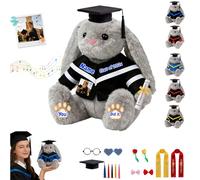 DRAJOIN Coniglio Di Laurea Su Misura Con Immagine E Parola Per La Laurea E Natale, Personalizzato Graduation Bunny Plush Regalo Personale Per Bambini Adulti E Tutti I Laureati