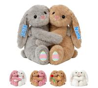 DRAJOIN Coniglio Peluche che Abbraccia Personalizzato Con Testo Foto, Stuffed Bunny Giocattolo Di Peluche Su Misura Come Regali Personalizzati Per Adulti E Bambini A Pasqua E Natale 2 Pezzi, 25cm
