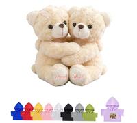 DRAJOIN Orsacchiotti personalizzati con testo foto, Hugging Teddy Bear Orsacchiotto abbraccio personalizzato Ti Amo regali per Lui Lei a San Valentino Natale Compleanno 2 Pezzi, 20cm