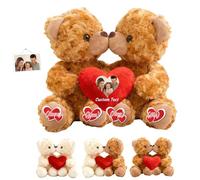 DRAJOIN Orsacchiotto personalizzato con cuore, Hugging Teddy Bear Orsacchiotti abbraccio personalizzati Ti Amo regali per Lei Lui a San Valentino Anniversario Natale 2 Pezzi, 25cm