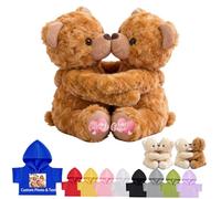 DRAJOIN Orsacchiotto personalizzato con testo foto, Hugging Teddy Bear Orsacchiotti abbraccio personalizzati Ti Amo regali per Uomini Donne a San Valentino Compleanno Natale 2 Pezzi, 25cm
