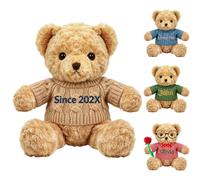 DRAJOIN Orso Personalizzato Con Nome Ricamato E Maglia A Maglia Su Misura | 25cm, Orso Peluche Morbido Con Vari Modelli Disponibili, Stampa Colore Stabile Per Bambini Coniugi Natale Festa Del Bambino