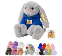 DRAJOIN Peluche Coniglietto Personalizzato Con Testo E Foto, Bunny Stuffed Animal Animale Di Peluche Su Misura Come Primi Regali Di Pasqua Per Ragazzi E Ragazze A Pasqua E Compleanno, 30cm
