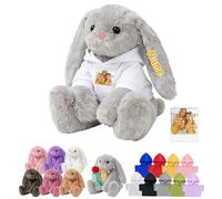 DRAJOIN Peluche Coniglietto Personalizzato Con Testo E Foto, Bunny Stuffed Animal Animale Di Peluche Su Misura Come Primi Regali Di Pasqua Per Ragazzi E Ragazze A Pasqua E Compleanno, 30cm