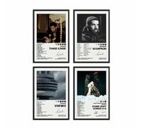 Drake Signatur Des Musikalbums Un Set Di 4 Poster Su Tela Per La Stanza, Estetica, Festival, Regalo, Famiglia, Camera Da Letto, Decorazione Da Parete, Casa 12x18inch(30x45cm)-4pcs