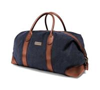 DRAKENSBERG Duffel Weekender - Borsone grande, borsa da viaggio, retrò vintage, per donna e uomo, espandibile, realizzata a mano in qualità premium, 60L, tela e pelle, blu marino, DR00156