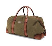 DRAKENSBERG Duffel Weekender - Borsone grande, borsa da viaggio, retrò vintage, per donna e uomo, espandibile, realizzata a mano in qualità premium, 60L, tela e pelle, verde oliva, DR00126