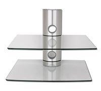 Drall Instruments Attacco a Parete con 2 Ripiani in Vetro per Lettore Dvd Bluray Consolle Ripiano diffusore in Vetro Argentato Modello: GL11CS
