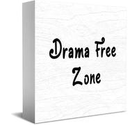 Drama Free Zone Decor - Targa classica in legno, 12,7 x 12,7 cm