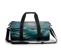 Drammatico Ocean Seascape Grande Crashing Waves Borsa da viaggio da palestra per donne uomini borsa da viaggio cilindrica borsone sport allenamento borsa con tracolla