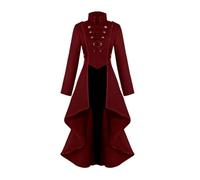 Dranng Cappotto da donna, in stile gotico, cappotto rinascimentale steampunk, giacca vintage rinascimentale, giacca lunga trench vittoriana con coda di rondine