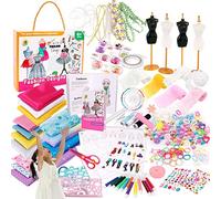 Dranng Kit di stilisti per Ragazze, Kit di stilisti per Ragazze | Kit da Cucito per Bambini 345 Pezzi - Kit di Progettazione di Abiti creativi con 2 manichini per Ragazze, impara a Cucire Vestiti per