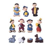 Dranng Presepe Di Natale | Set Presepe in Resina Decorazione Interni 11 Pezzi - Statuine Miniature Decor per Famiglia | Casa Famiglia Tavolo Villaggio Amici